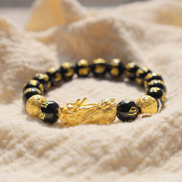 Buddha Stones FengShui PiXiu Obsidian Reichtum Armband