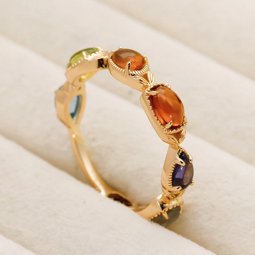 Heilender Edelsteinring – Citrin &amp; Peridot in vergoldetem Sterlingsilber