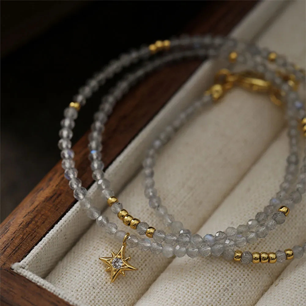 🌙 Moonstone Star Pendant Necklace | Elegant Gift for Her