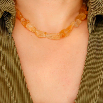 Raw Citrine Crystal Pendant Necklace | November Birthstone | Handcrafted Minimalist Jewelry for Her