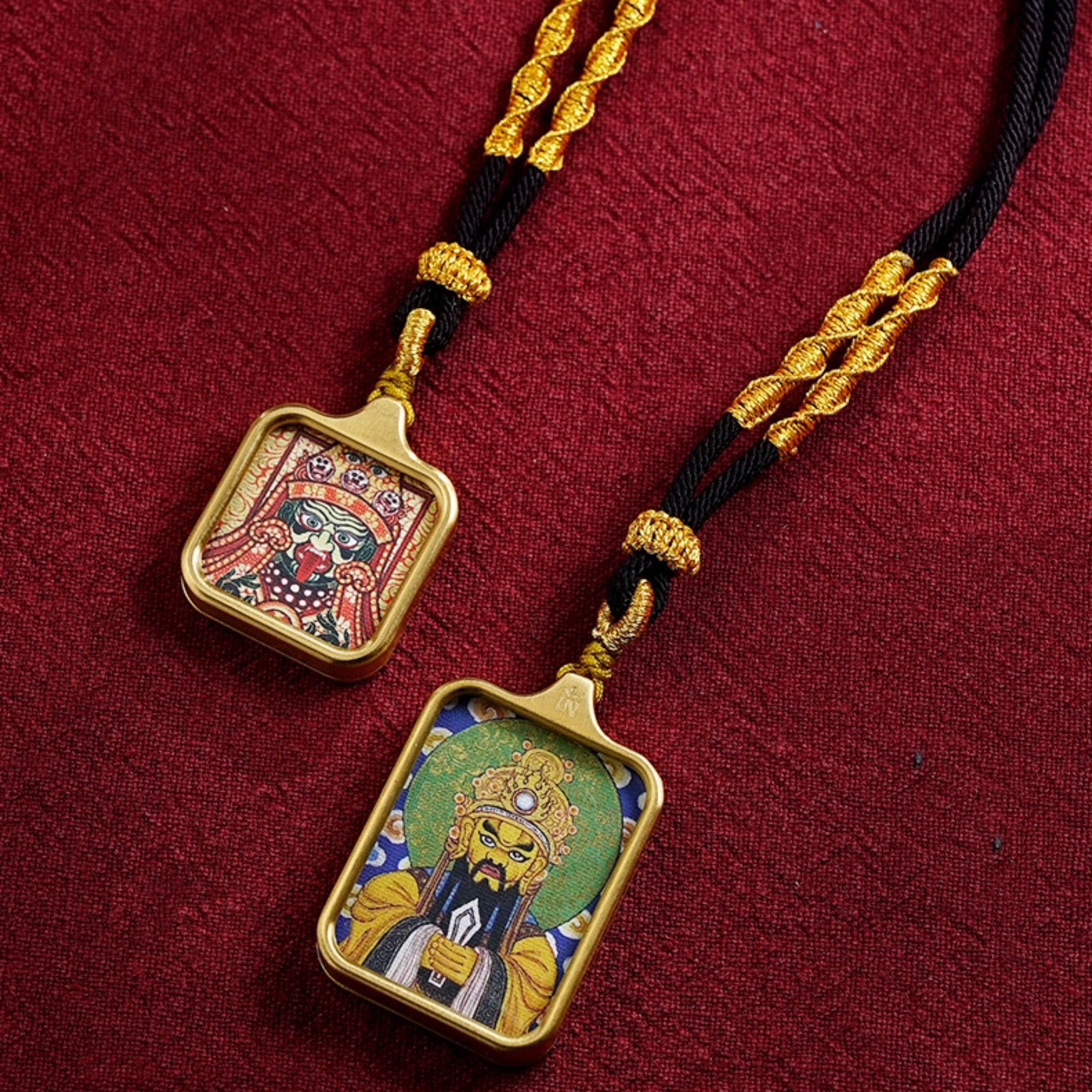 Hand-Painted Tibetan Thangka Pendant Necklace Amulet