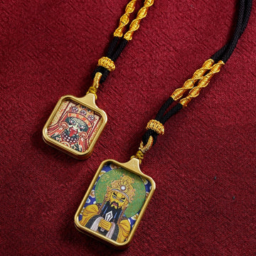 Hand-Painted Tibetan Thangka Pendant Necklace Amulet