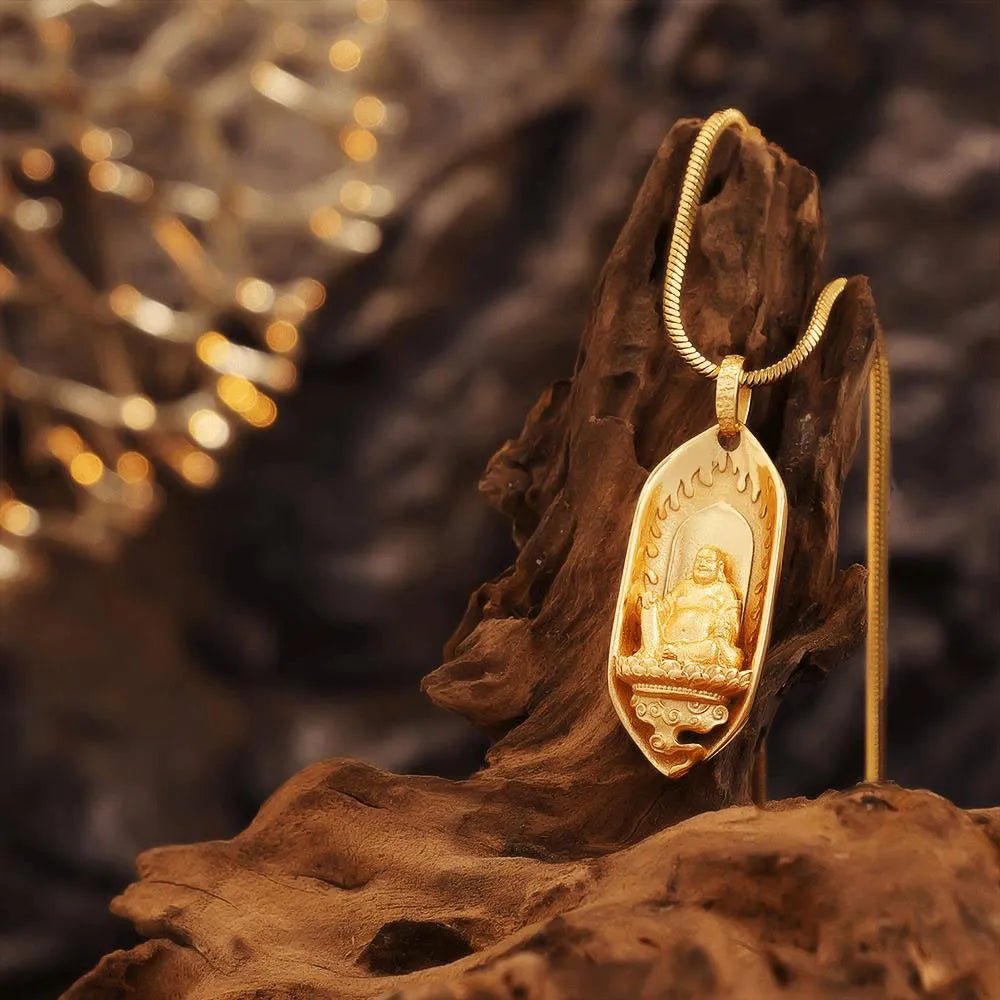 Brass Buddha Pendant Necklace – Guanyin & Maitreya | Oriental Spiritual Jewelry for Everyday Protection