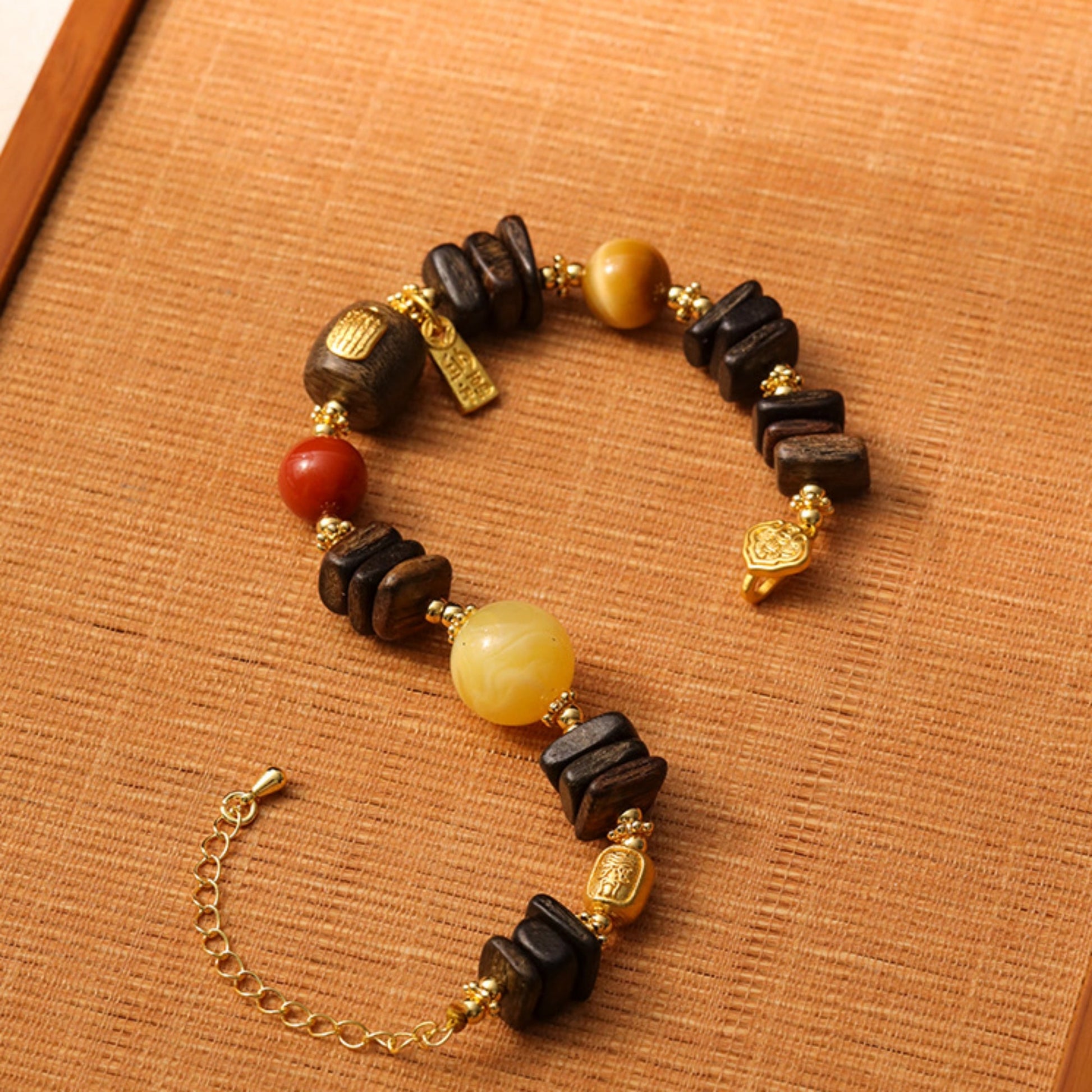 Dragon’s Breath Free-Form Agarwood & Agate Mala Bracelet