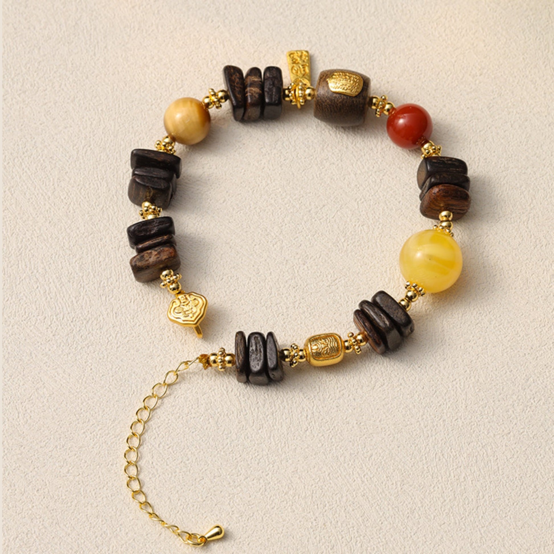Dragon’s Breath Free-Form Agarwood & Agate Mala Bracelet