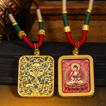 Tibetan Buddha Thangka Pendant Necklace