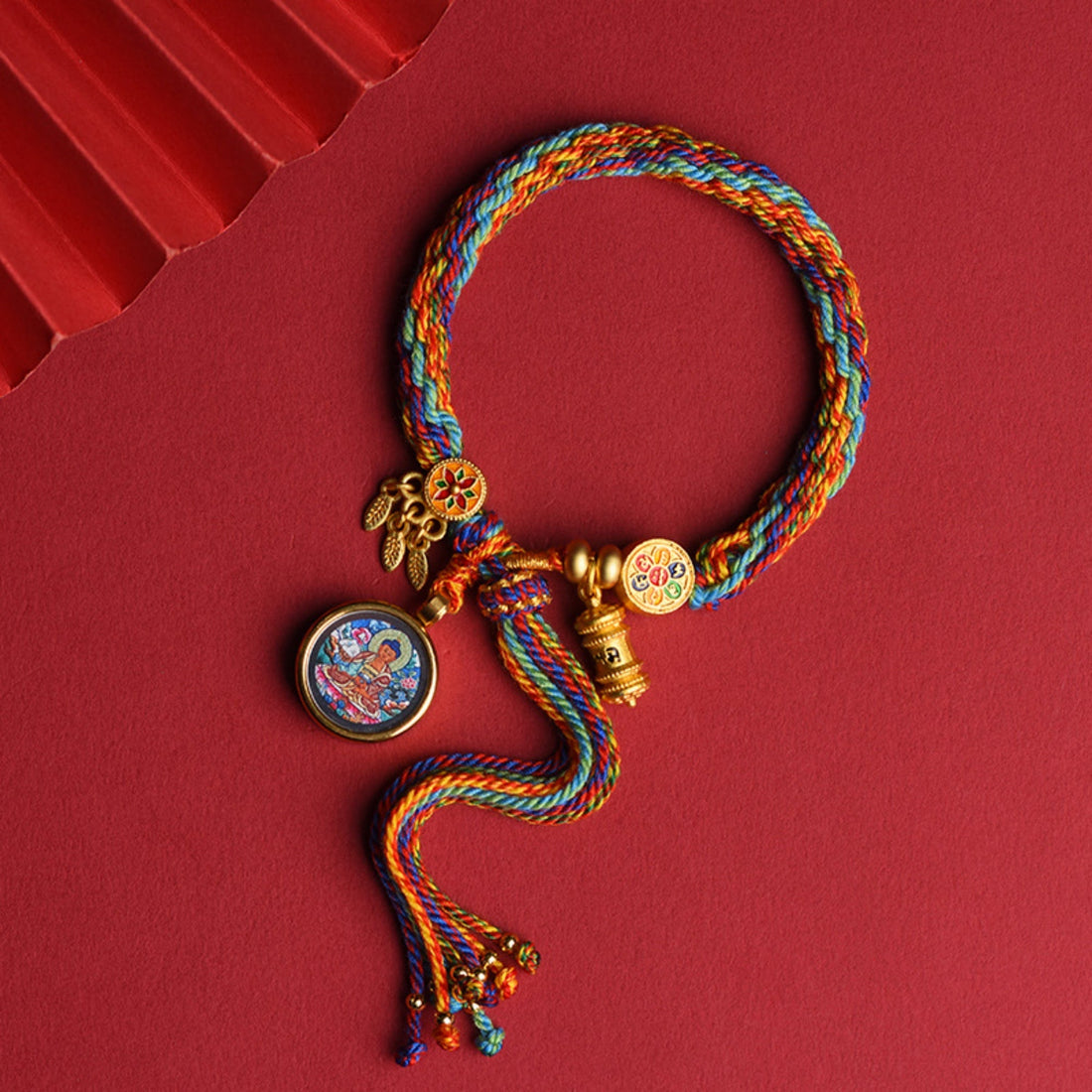 Tibetan Handwoven Thangka Protector Buddha Cotton Bracelet