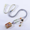 Zakiram Thangka Pendant Crystal Cotton Rope Necklace