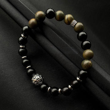 Zen Healing Ebenholzgrünes Sandelholz-Glücksperlenarmband