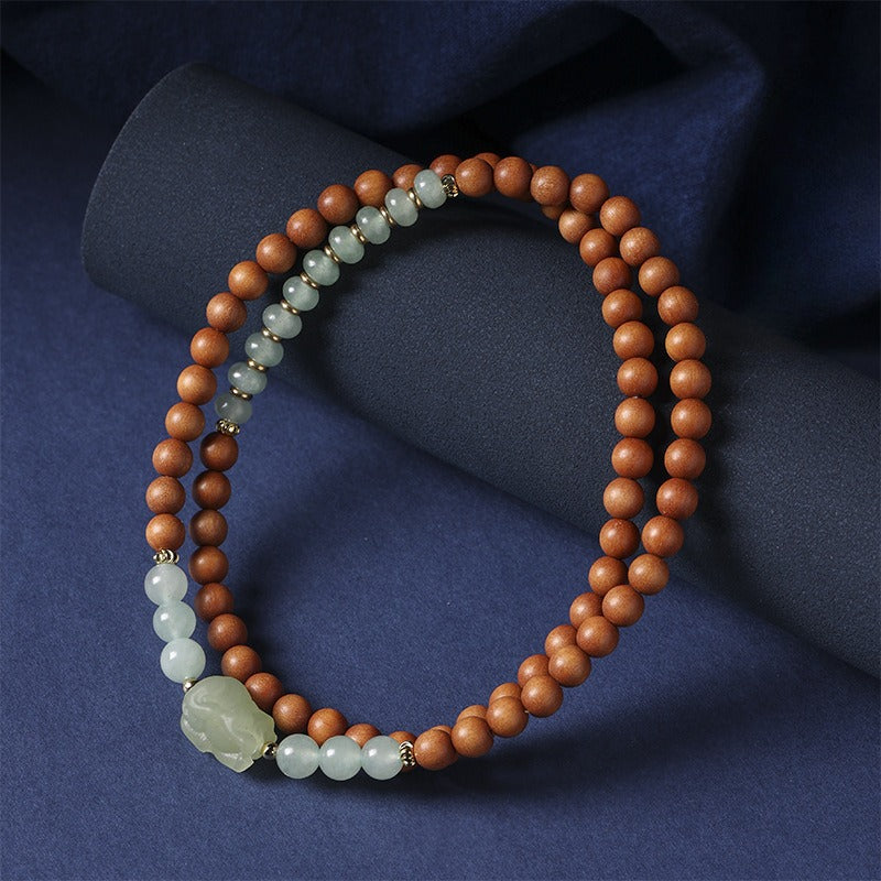 Zen Healing Sandelholz Aventurin Jade Pixiu Glück Reichtum Multi-Circle Armband
