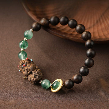 Zen-Heilung, tibetische Nha Trang, Adlerholz, Ozeangras, Achat, grüne Tara, Zhakiram, Frieden, Harmonie Armband
