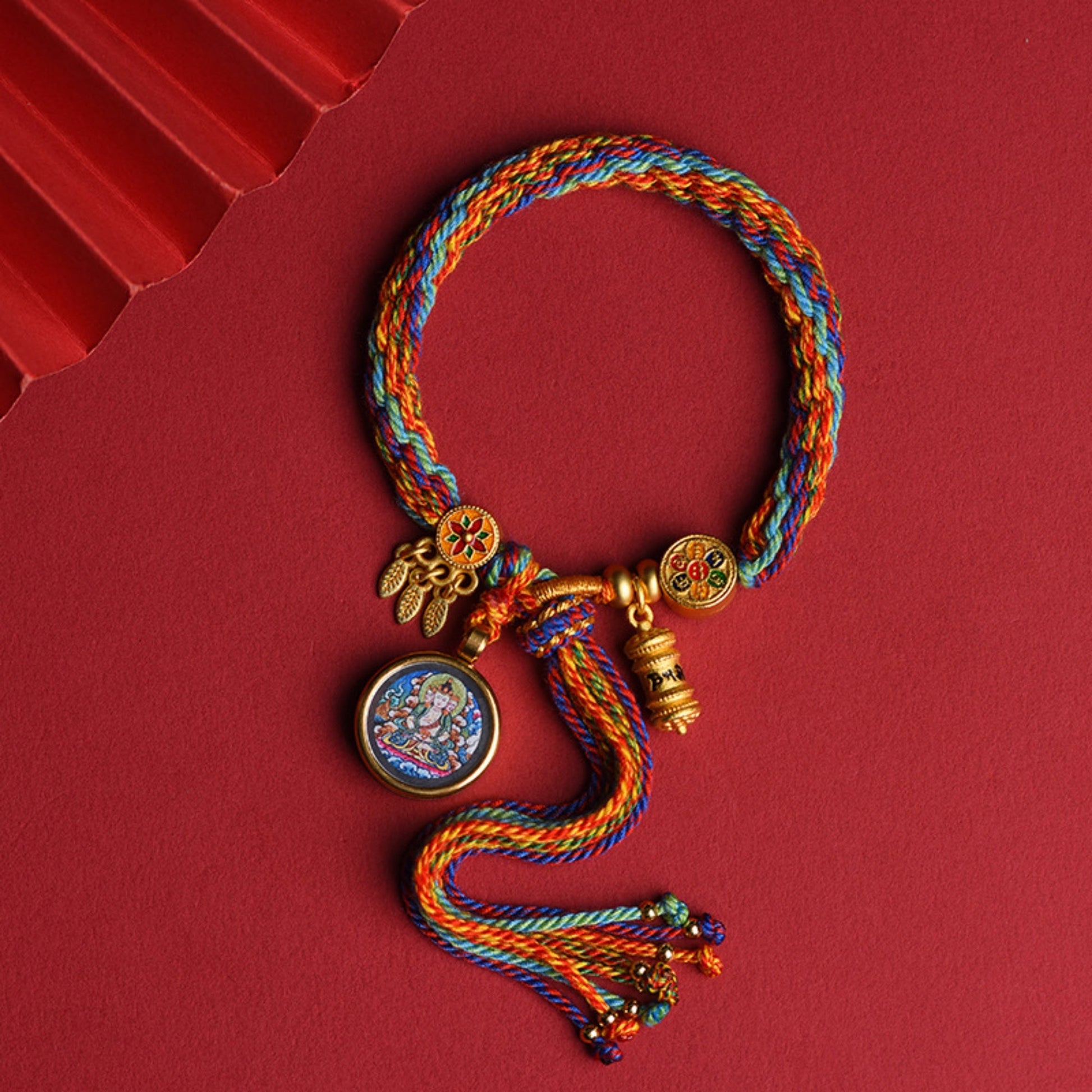 Tibetan Handwoven Thangka Protector Buddha Cotton Bracelet