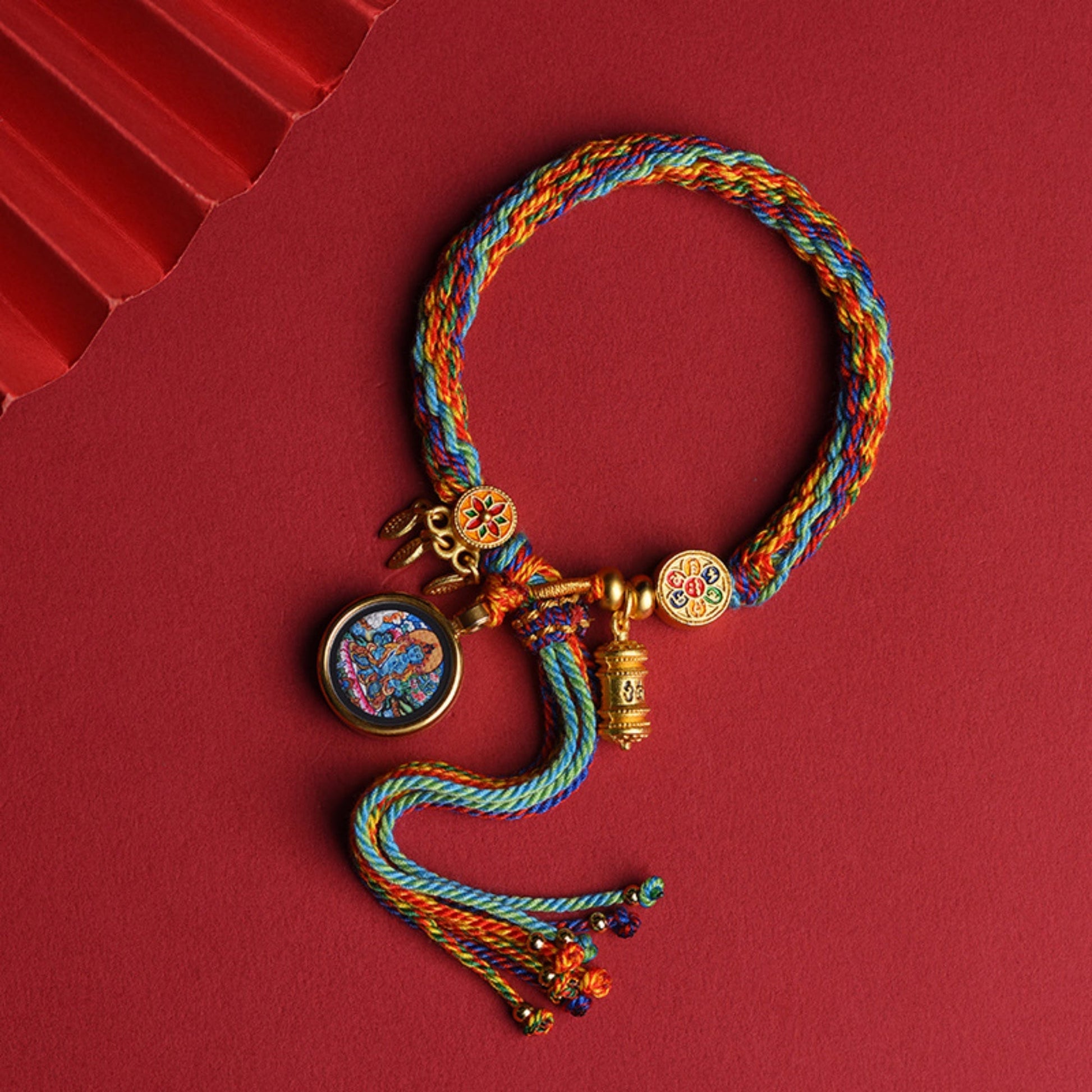 Tibetan Handwoven Thangka Protector Buddha Cotton Bracelet