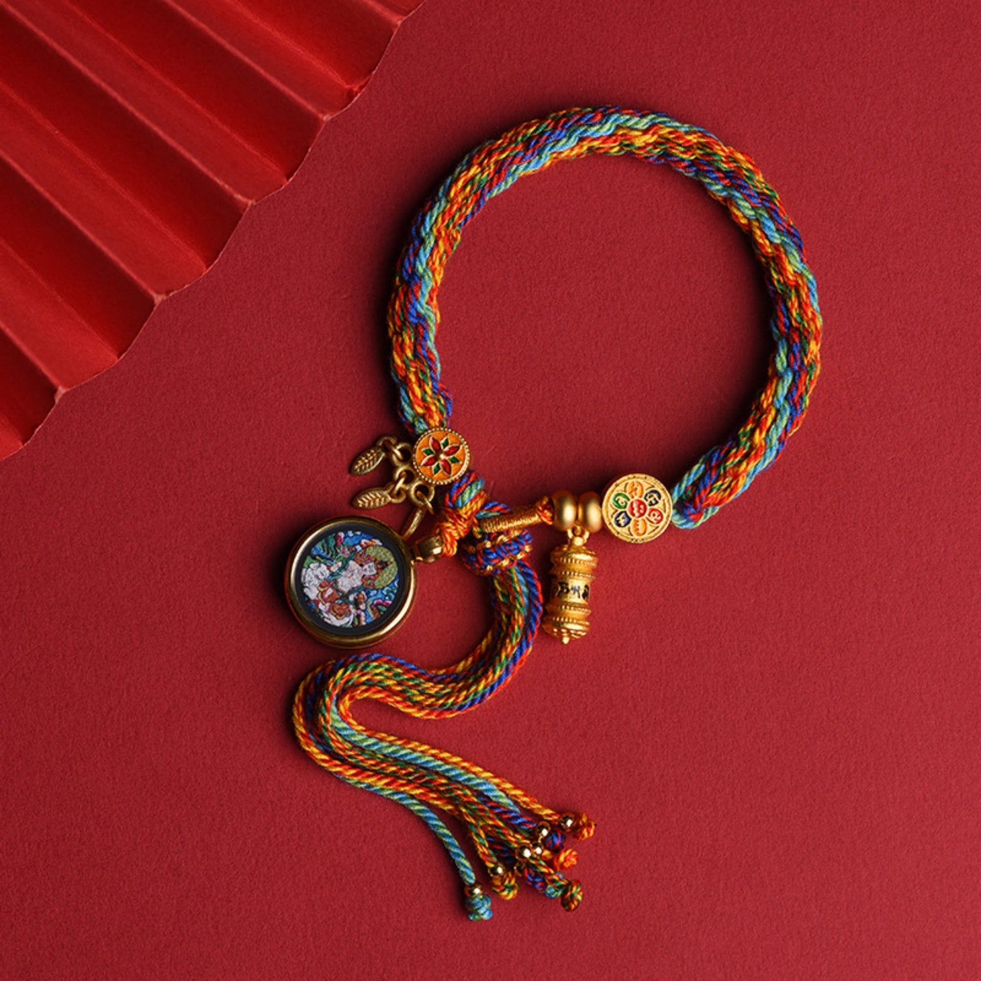 Tibetan Handwoven Thangka Protector Buddha Cotton Bracelet