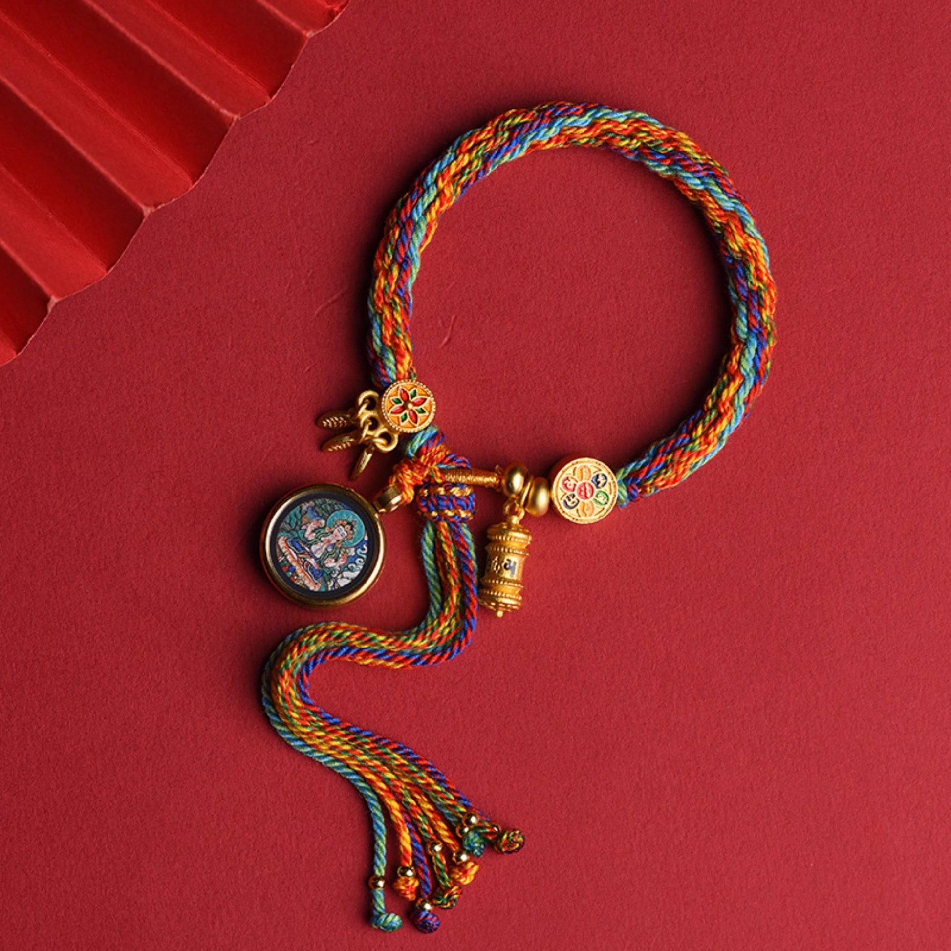 Tibetan Handwoven Thangka Protector Buddha Cotton Bracelet
