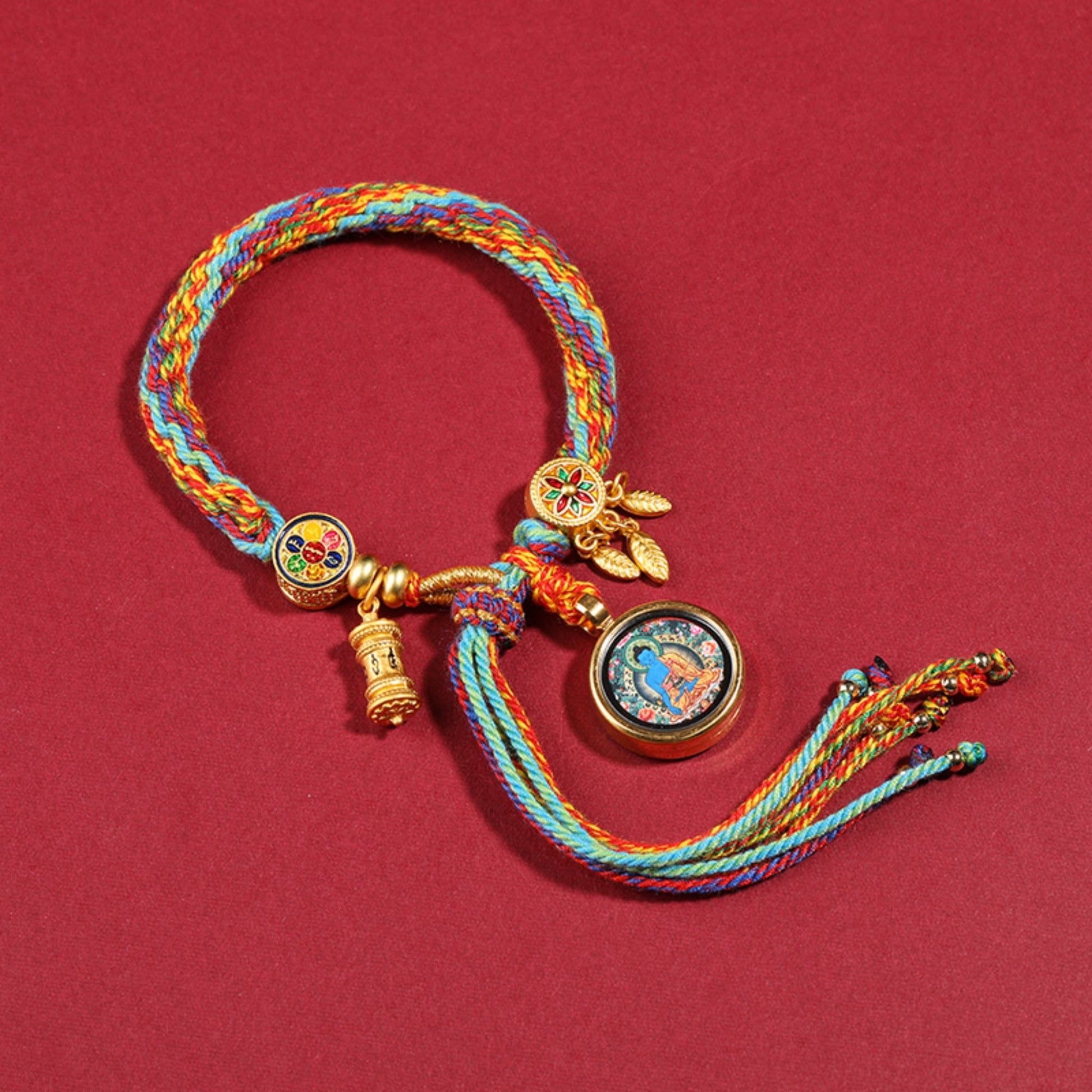 Tibetan Handwoven Thangka Protector Buddha Cotton Bracelet